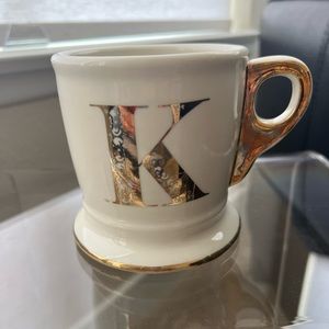 Anthropologie gold initial mug - Letter K